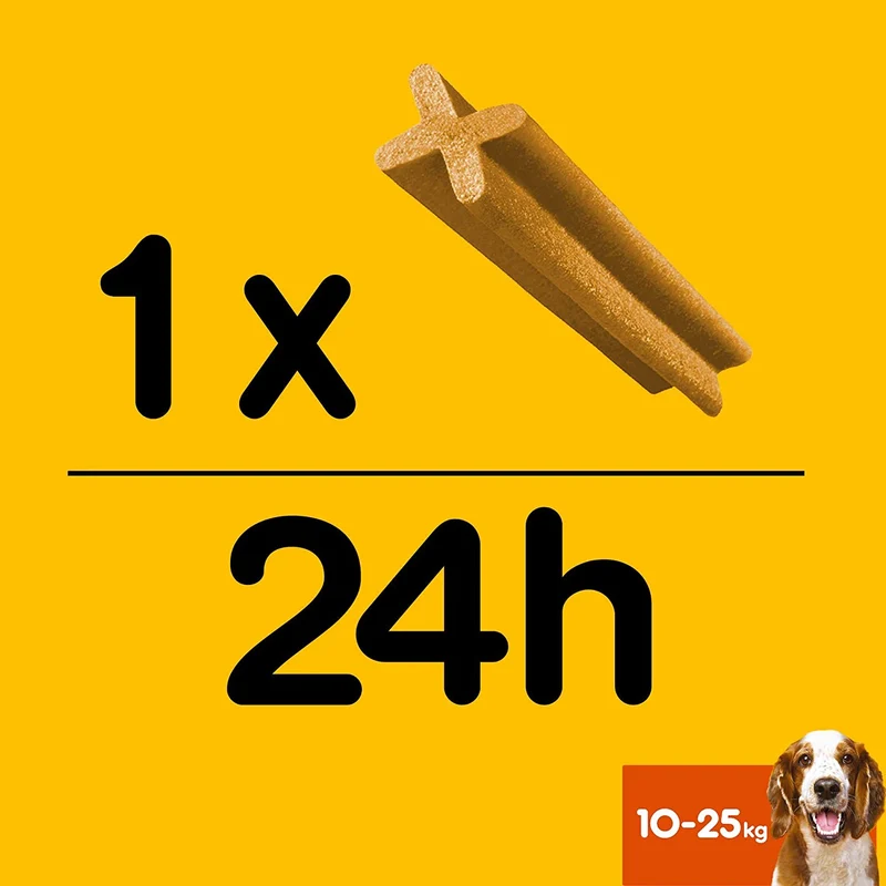 Pedigree Dentastix Snack per la Igiene Orale (Cane Medio 10-25 kg), 180g 105 Pezzi - 15 Confezioni da 7 pezzi (105 Pezzi totali)