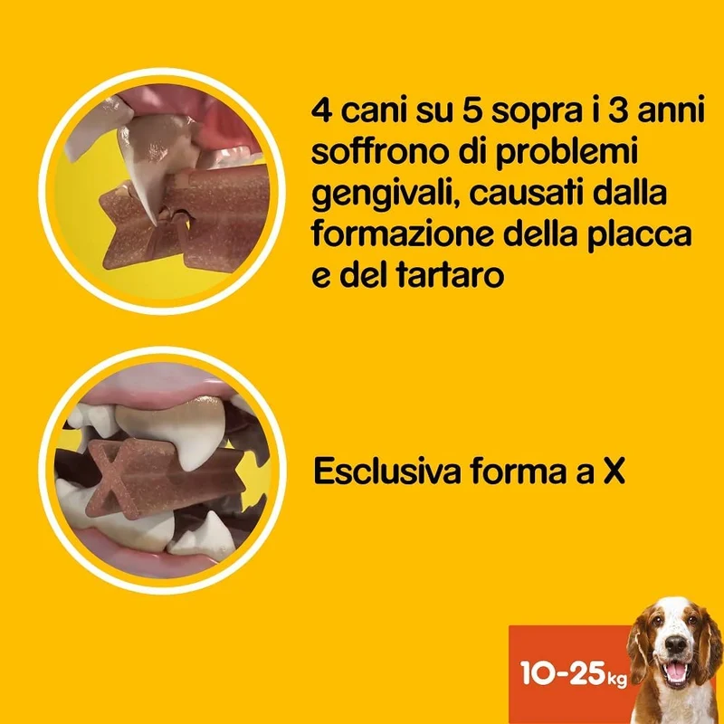 Pedigree Dentastix Snack per la Igiene Orale (Cane Medio 10-25 kg), 180g 105 Pezzi - 15 Confezioni da 7 pezzi (105 Pezzi totali)