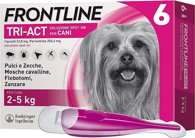 Frontline Triact, 3 Pipette, Cane L (20 - 40 Kg), Antiparassitario per Cani e Cuccioli di Lunga Durata, Protegge il Cane da Pulci, Zecche, Zanzare, Pappataci e Leishmaniosi, Antipulci 3 Pipette