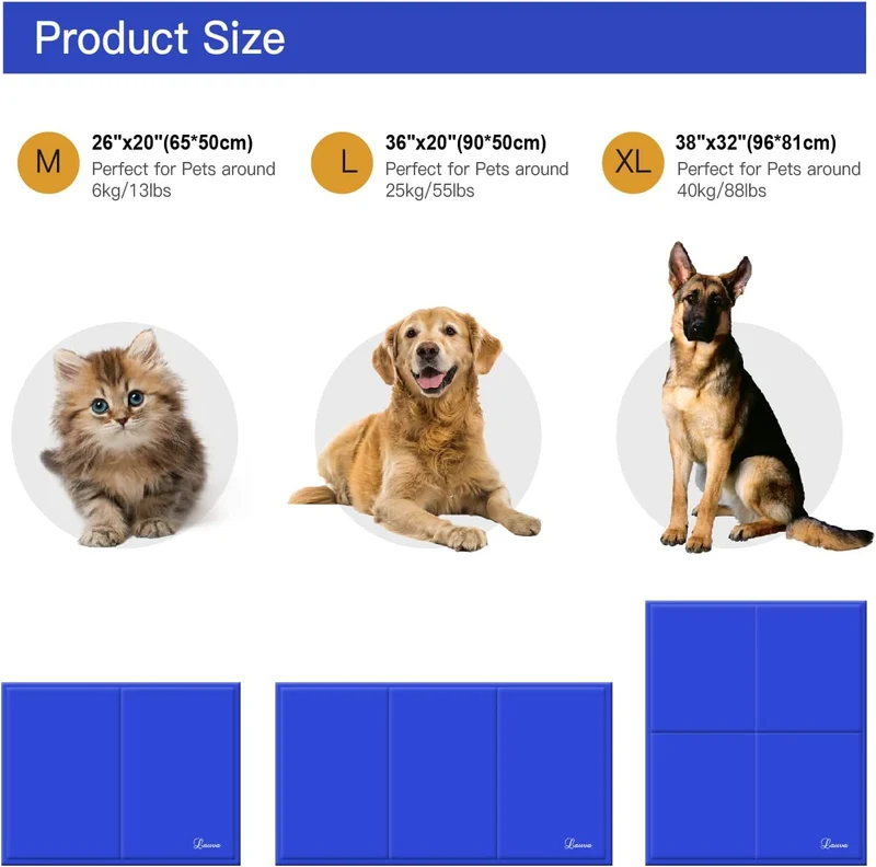 Lauva Tappetino Rinfrescante per Cane , Tappeto in Gel Autorinfrescante Grande–Auto Raffreddamento Gel Non Tossico Giaciglio Rinfrescante per Cani, Gatti, Animali Domestici -36 "X 20"(90 X 50CM)