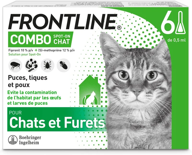 Merial - Gatti - FRONTLINE COMBO - Cat - 6pip - Anti-pulci e anti-zecche