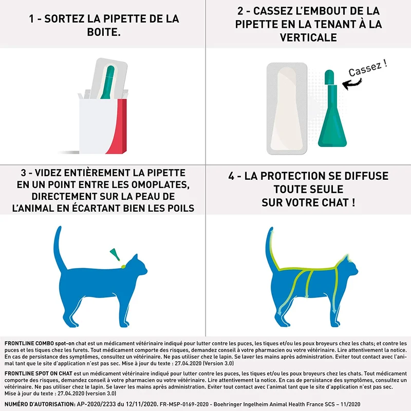 Merial - Gatti - FRONTLINE COMBO - Cat - 6pip - Anti-pulci e anti-zecche