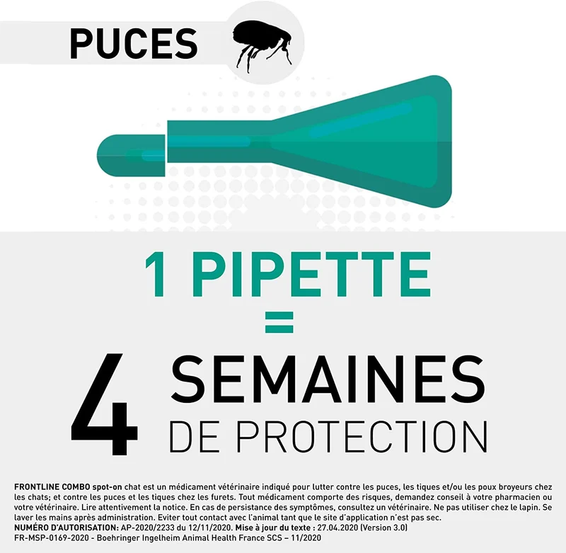Merial - Gatti - FRONTLINE COMBO - Cat - 6pip - Anti-pulci e anti-zecche
