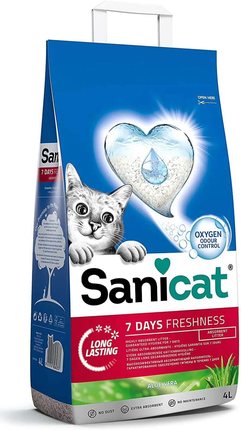 Sanicat Lettiera per Gatti con Aloe Vera, 4L