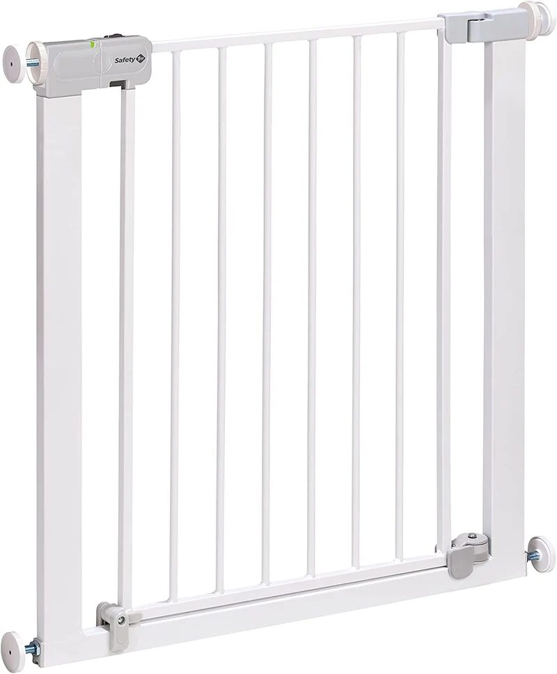 Safety 1st Easy Close Metal Cancelletto di sicurezza in metallo per bambini, porte, scale, vani con apertura 73-80 cm, allungabile fino a 136 cm con estensioni vendute separatamente, in metallo bianco