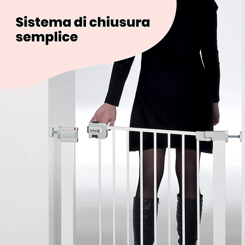 Safety 1st Easy Close Metal Cancelletto di sicurezza in metallo per bambini, porte, scale, vani con apertura 73-80 cm, allungabile fino a 136 cm con estensioni vendute separatamente, in metallo bianco