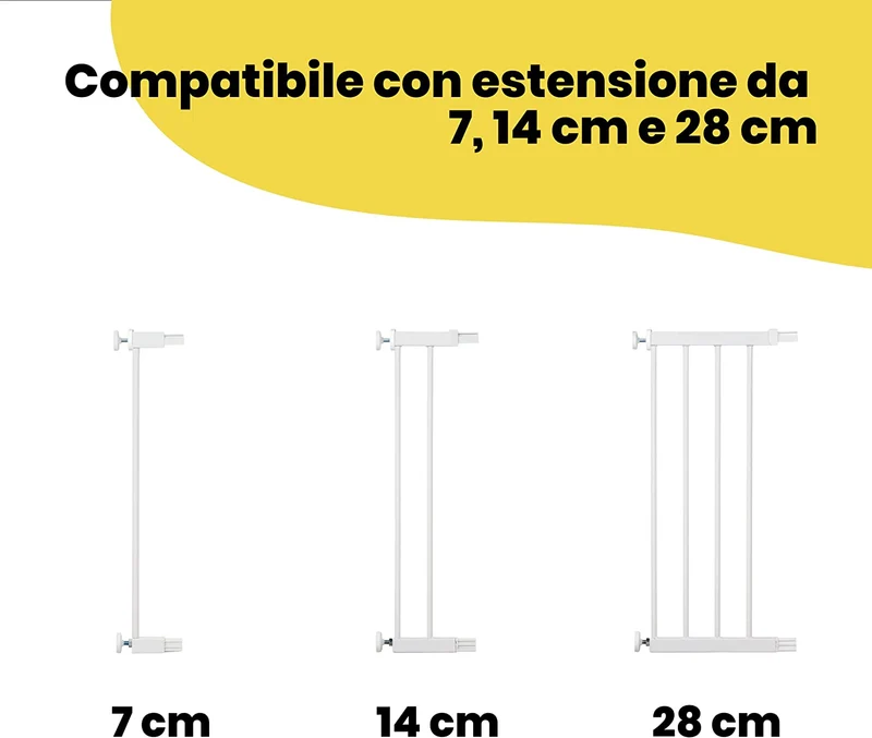 Safety 1st Easy Close Metal Cancelletto di sicurezza in metallo per bambini, porte, scale, vani con apertura 73-80 cm, allungabile fino a 136 cm con estensioni vendute separatamente, in metallo bianco