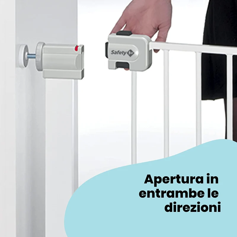 Safety 1st Easy Close Metal Cancelletto di sicurezza in metallo per bambini, porte, scale, vani con apertura 73-80 cm, allungabile fino a 136 cm con estensioni vendute separatamente, in metallo bianco