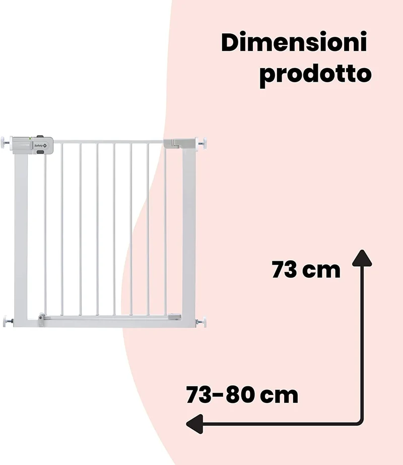 Safety 1st Easy Close Metal Cancelletto di sicurezza in metallo per bambini, porte, scale, vani con apertura 73-80 cm, allungabile fino a 136 cm con estensioni vendute separatamente, in metallo bianco