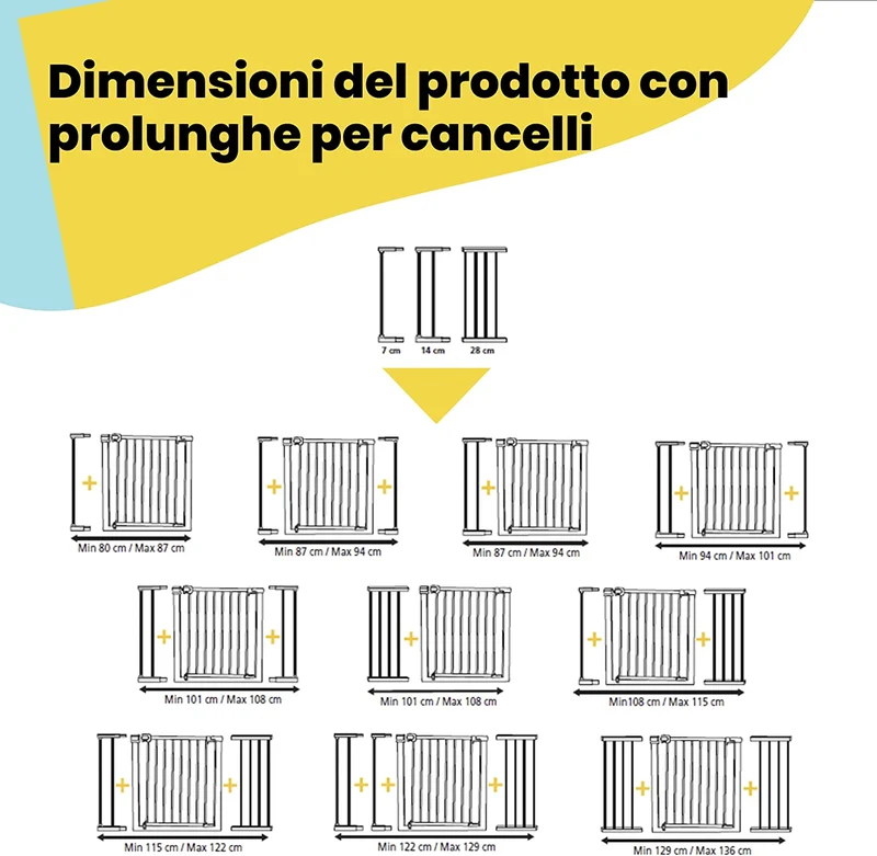 Safety 1st Easy Close Metal Cancelletto di sicurezza in metallo per bambini, porte, scale, vani con apertura 73-80 cm, allungabile fino a 136 cm con estensioni vendute separatamente, in metallo bianco