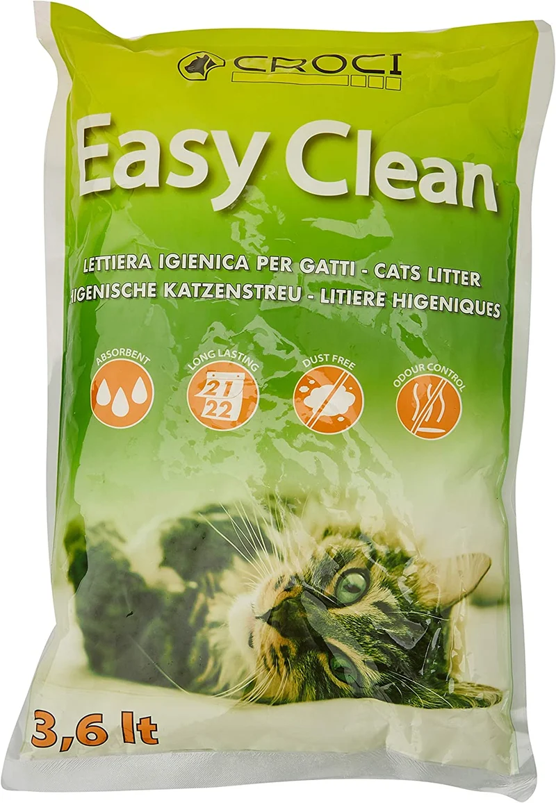 Croci Lettiera Gatto Silicio - Sabbia Lettiera per Gatti in Cristalli di Silicio - Sabbietta Gatto ad Alto Assorbimento e Facile da Pulire, 3,6 Lt