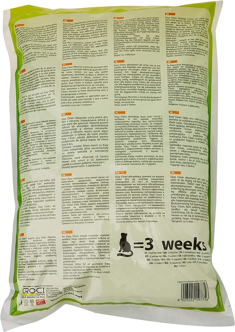 Croci Lettiera Gatto Silicio - Sabbia Lettiera per Gatti in Cristalli di Silicio - Sabbietta Gatto ad Alto Assorbimento e Facile da Pulire, 3,6 Lt