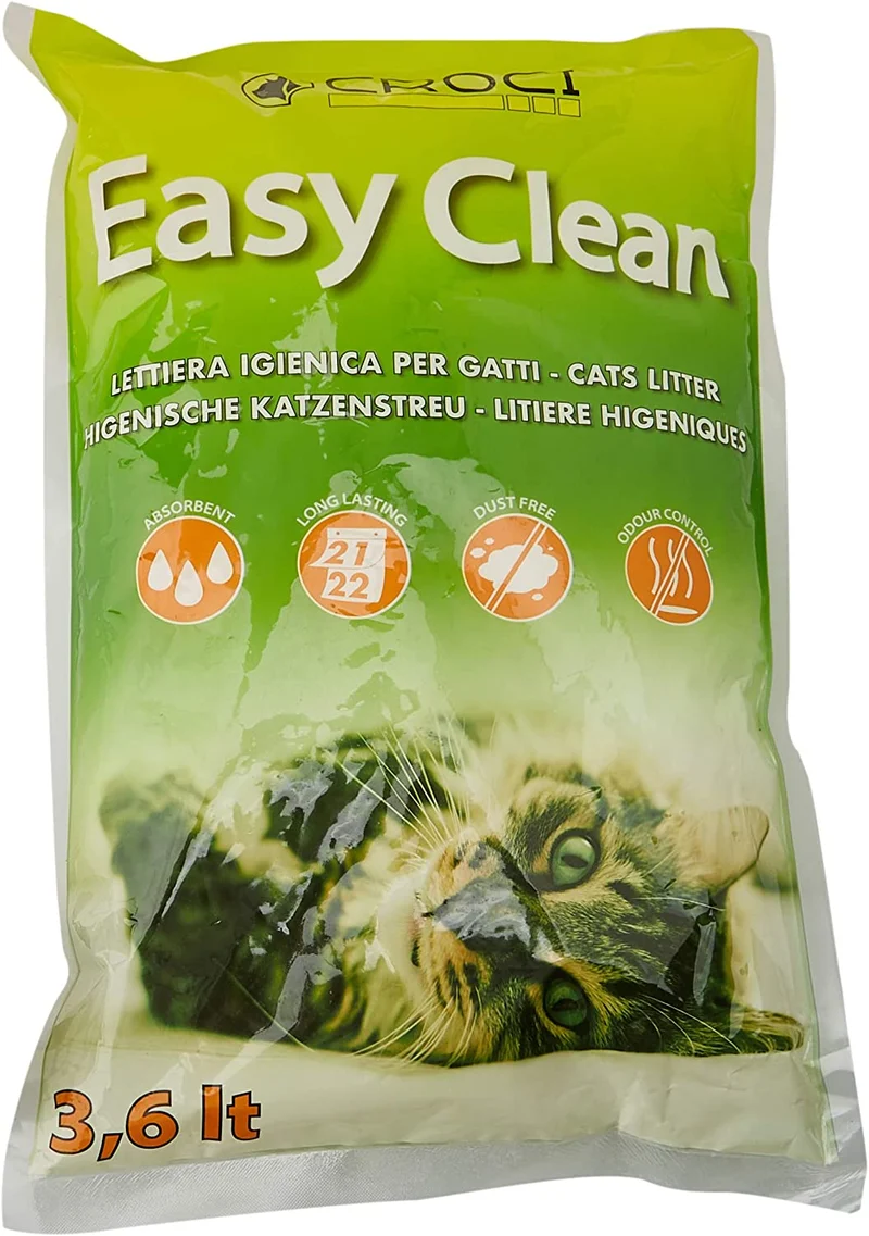 Croci Lettiera Gatto Silicio - Sabbia Lettiera per Gatti in Cristalli di Silicio - Sabbietta Gatto ad Alto Assorbimento e Facile da Pulire, 3,6 Lt