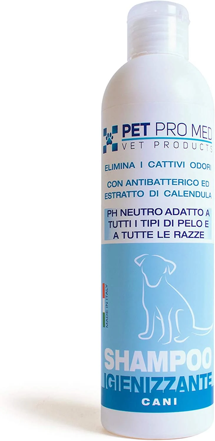 Virosac PetProMed - Shampoo Igienizzante ideale per eliminare i cattivi odori del manto del cane - 1 flacone da 250 ml con estratto di calendula