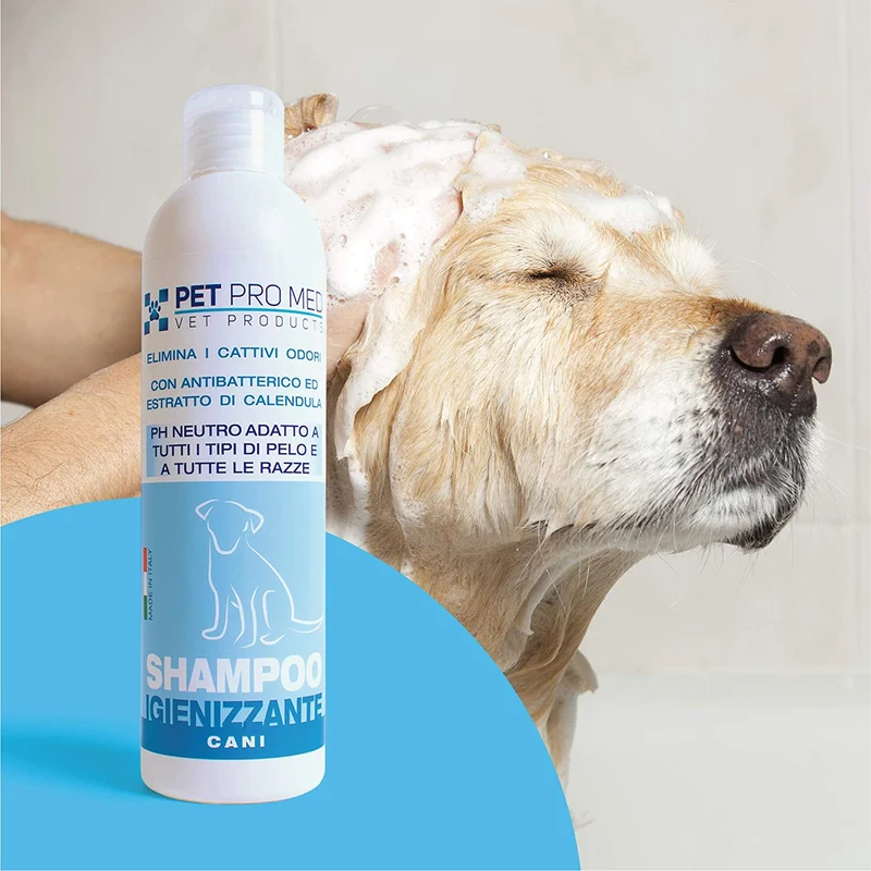 Virosac PetProMed - Shampoo Igienizzante ideale per eliminare i cattivi odori del manto del cane - 1 flacone da 250 ml con estratto di calendula