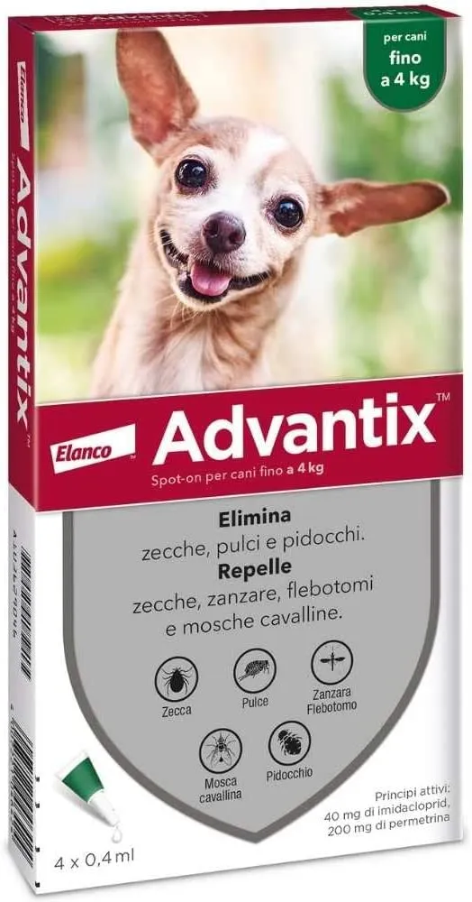 Advantix Spot-on per Cani fino a 4 Kg - 4 pipette da 0.4ml