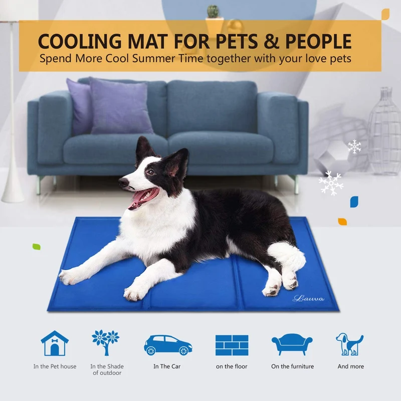 Lauva Tappetino Rinfrescante per Cane , Tappeto in Gel Autorinfrescante Grande–Auto Raffreddamento Gel Non Tossico Giaciglio Rinfrescante per Cani, Gatti, Animali Domestici -36 "X 20"(90 X 50CM)