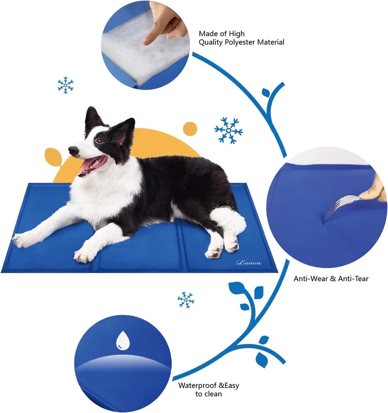 Lauva Tappetino Rinfrescante per Cane , Tappeto in Gel Autorinfrescante Grande–Auto Raffreddamento Gel Non Tossico Giaciglio Rinfrescante per Cani, Gatti, Animali Domestici -36 "X 20"(90 X 50CM)