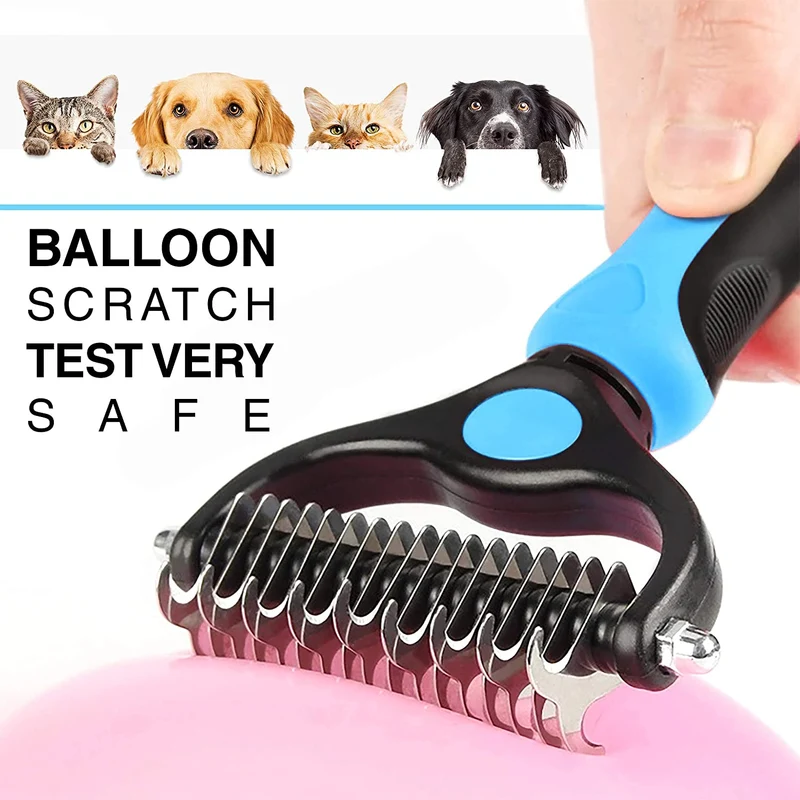 CANDURE Spazzola per Cani, Pettine Gatti per Pelo Acciaio Inossidabile 17+9 Doppia Faccia Strumento di Deshedding Animali per Cane Pelo Lungo, Medio e Corto
