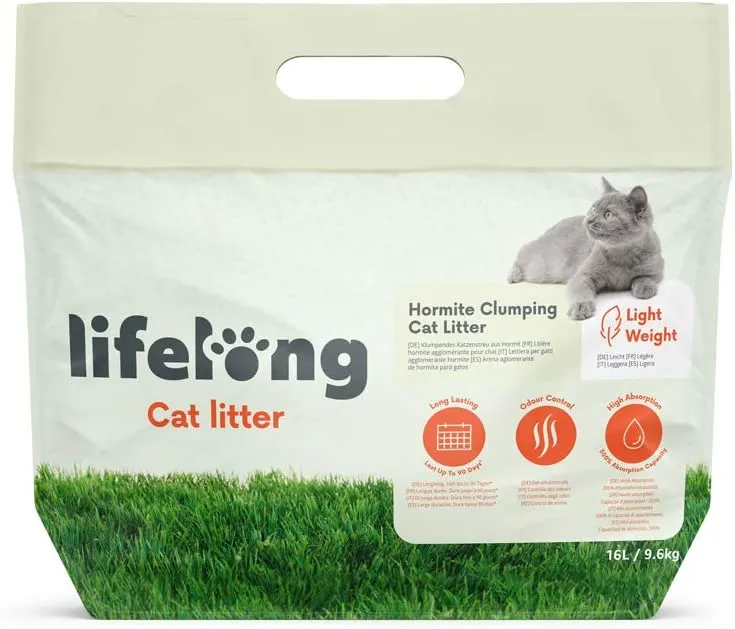 Marchio Amazon Lifelong Lettiera per gatti, bentonite premium al profumo di borotalco 10L