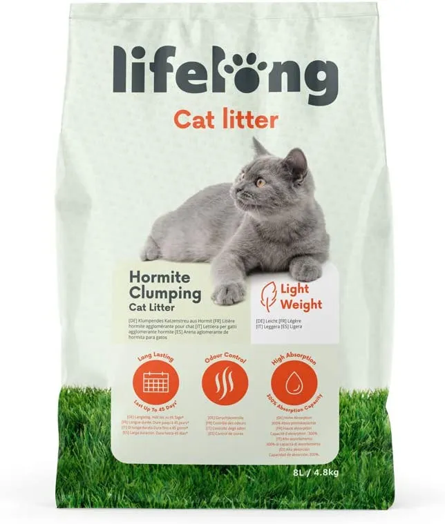 Marchio Amazon Lifelong Lettiera per gatti, bentonite premium al profumo di borotalco 10L