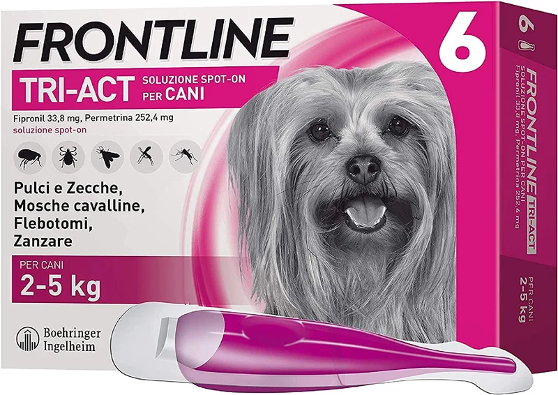 Frontline Triact, 3 Pipette, Cane L (20 - 40 Kg), Antiparassitario per Cani e Cuccioli di Lunga Durata, Protegge il Cane da Pulci, Zecche, Zanzare, Pappataci e Leishmaniosi, Antipulci 3 Pipette