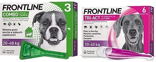 Frontline Triact, 3 Pipette, Cane L (20 - 40 Kg), Antiparassitario per Cani e Cuccioli di Lunga Durata, Protegge il Cane da Pulci, Zecche, Zanzare, Pappataci e Leishmaniosi, Antipulci 3 Pipette