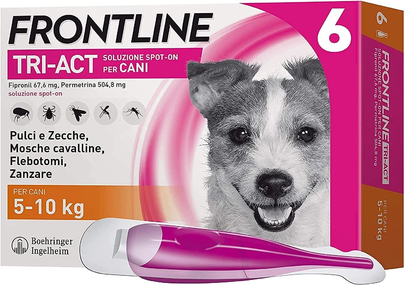Frontline Triact, 3 Pipette, Cane L (20 - 40 Kg), Antiparassitario per Cani e Cuccioli di Lunga Durata, Protegge il Cane da Pulci, Zecche, Zanzare, Pappataci e Leishmaniosi, Antipulci 3 Pipette