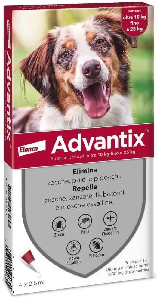 Advantix Spot-on per Cani dai 10Kg ai 25Kg - 4 pipette da 2.5ml