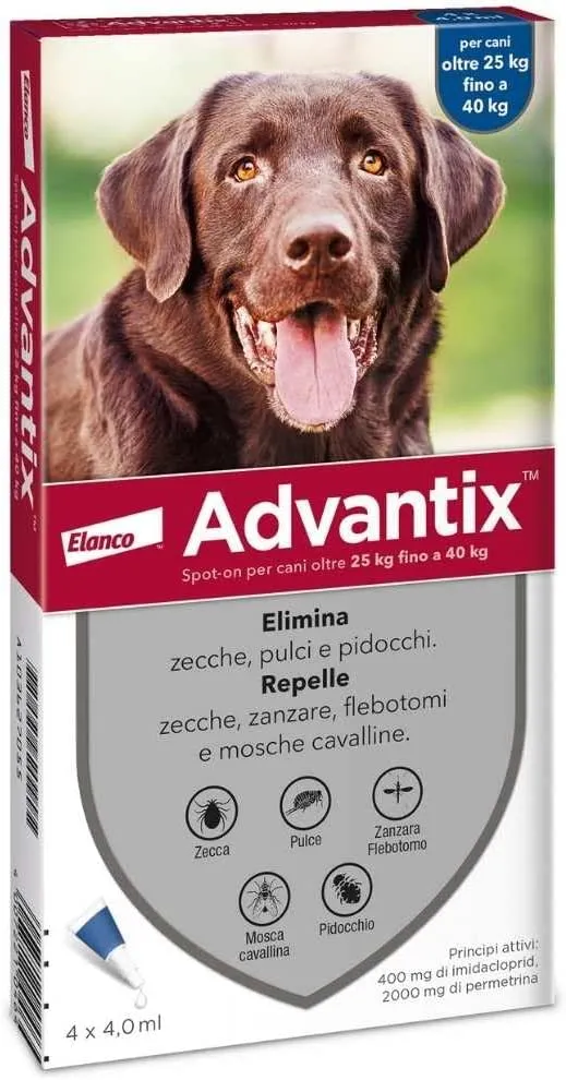 Advantix Spot-on per Cani da 25 a 40 Kg - 4 pipette da 4,0 ml