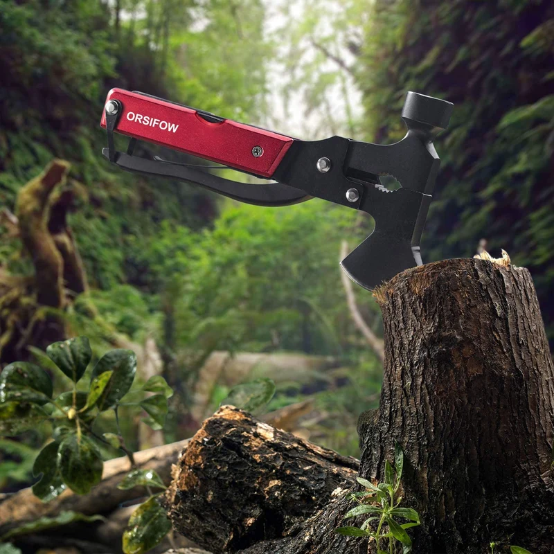 ORSIFOW Multitool 18 in 1, Coltello Multiuso con Ascia,Sopravvivenza Martello Pinze Cacciavite Apri Bottiglia per Campeggio Caccia Pesca, Emergenza & Outdoor Sopravvivenza Strumenti, Regali per Uomo