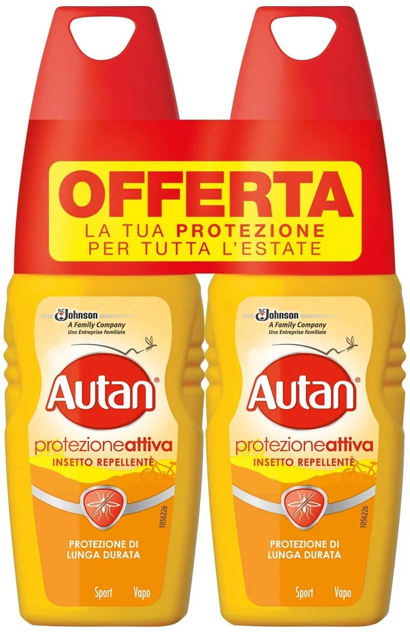 Autan Protezione Attiva Vapo Bipacco, Spray Antizanzare Contro Zanzare Comuni e Tigre, Insetto Repellente, Protezione di Lunga Durata, 2 Confezioni (2 x 100 ml)