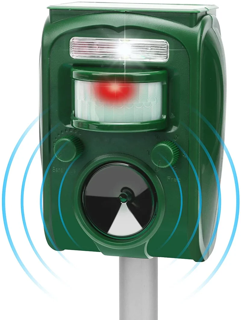 zonpor Repellente per Gatti, Ultrasuoni Solare Repellente Gatti Repeller per Piccioni, Uccelli, Cani, Gatti, Topi，Volpi，5 Modalità, IP44 Impermeabile