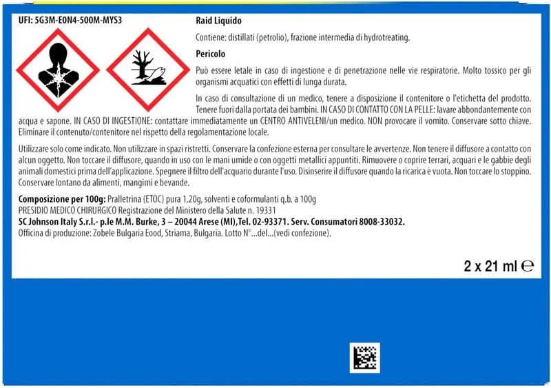 Raid Liquido Elettrico Antizanzare Contro Zanzare Comuni e Tigre, Inodore, Formato Convenienza, Contiene 2 Diffusori e 2 Ricariche, 60 Notti