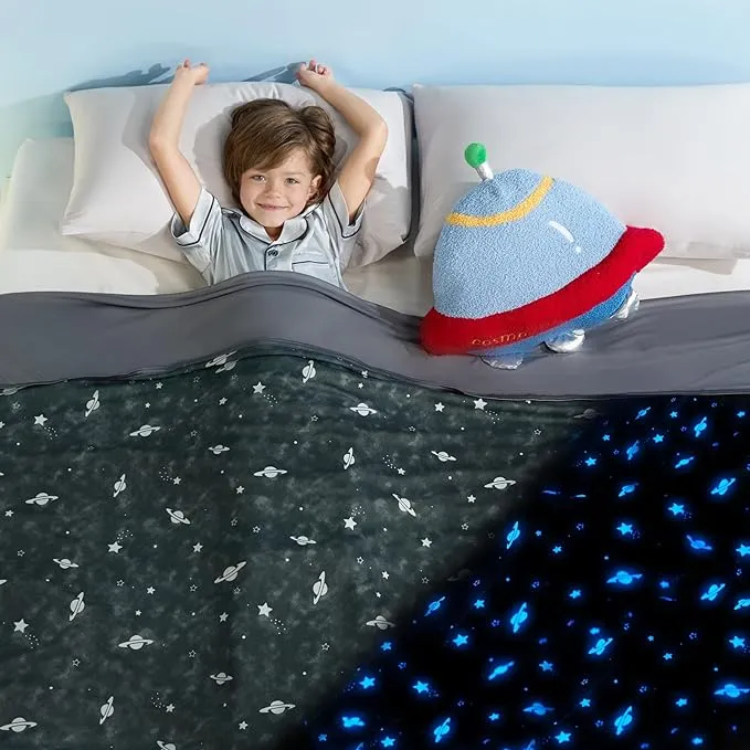 Glow-in-the-Dark Cooling Blanket For Kids– Q-Max > 0.5, Double-Sided Color Black