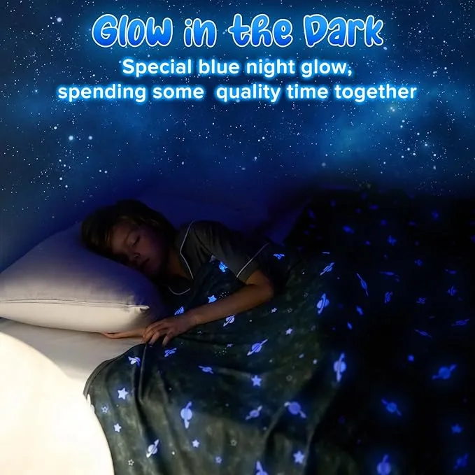 Glow-in-the-Dark Cooling Blanket For Kids– Q-Max > 0.5, Double-Sided Color Black