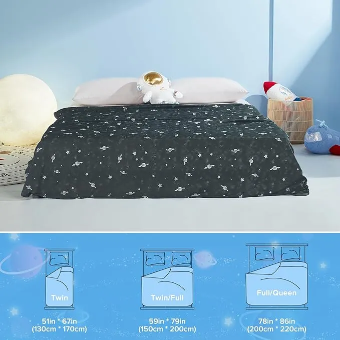 Glow-in-the-Dark Cooling Blanket For Kids– Q-Max > 0.5, Double-Sided Color Black