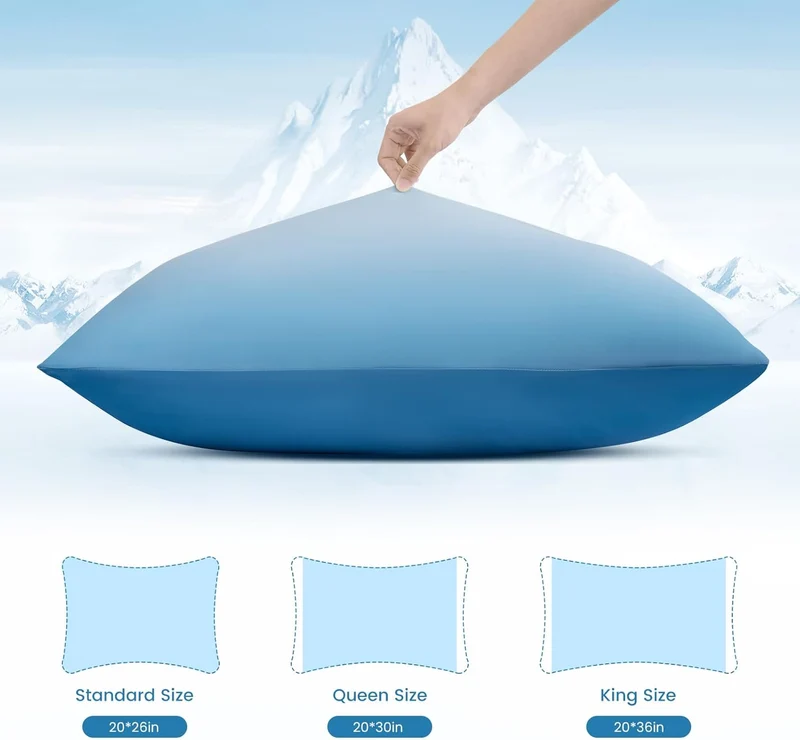 2 Pack Blue Cooling Pillowcases – Breathable, Soft, Skin & Hair Protecting