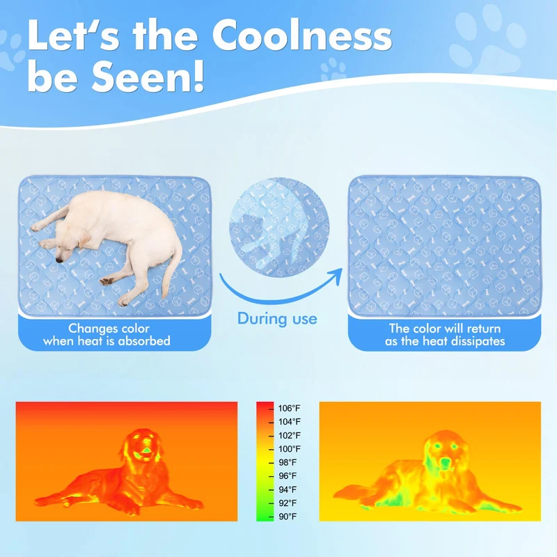 Elegear Cooling Dog Mat 2.0, 44" x 32" XL Self Cooling Pad for Dogs, Waterproof Arc-Chill Q-Max>0.5 Pet Cooling Bed