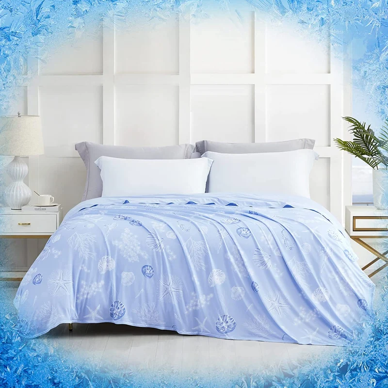 Elegear Marine Print Cooling Blanket – Q-Max > 0.5, Ultra-Soft & Breathable for Summer
