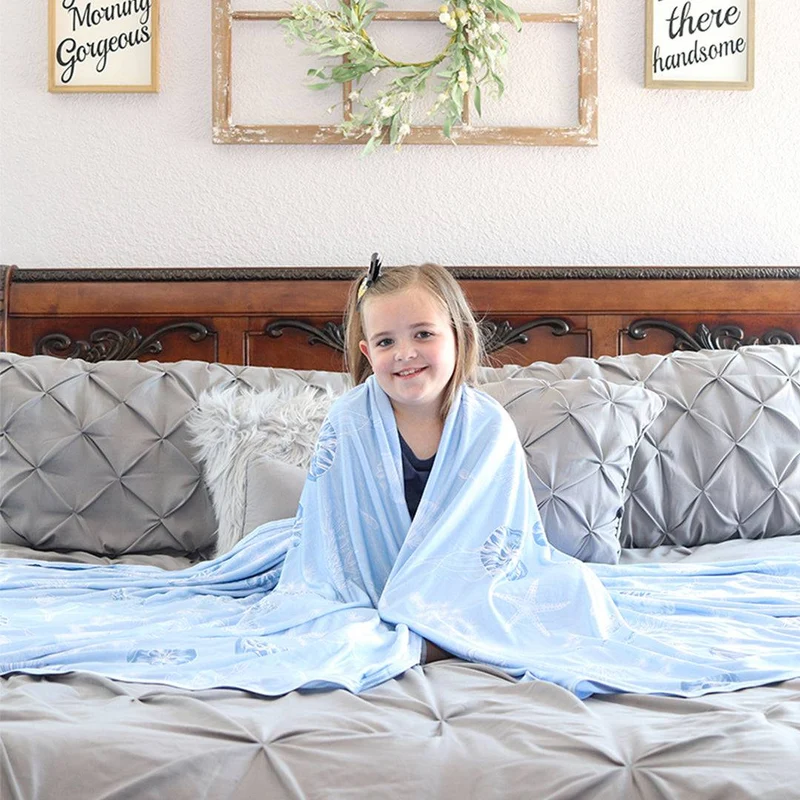 Elegear Marine Print Cooling Blanket – Q-Max > 0.5, Ultra-Soft & Breathable for Summer