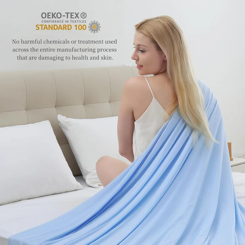 Elegear Cool Fiber Q-Max 0.4 Double-Sided Ice Silk Cooling Blanket – Lake Blue