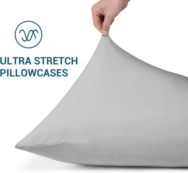 2-Pack Cooling Pillowcases – Q-Max >0.5 Arc-Chill, Anti-Static, Hidden Zipper,, Color Gray