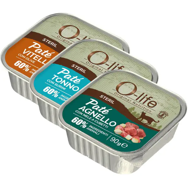 O-life Cat Sterilised Grain Free Patè +60% ingredienti animali 90 gr