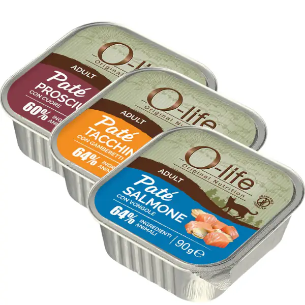O-life Cat Adult Grain Free Patè +60% ingredienti animali 90 gr