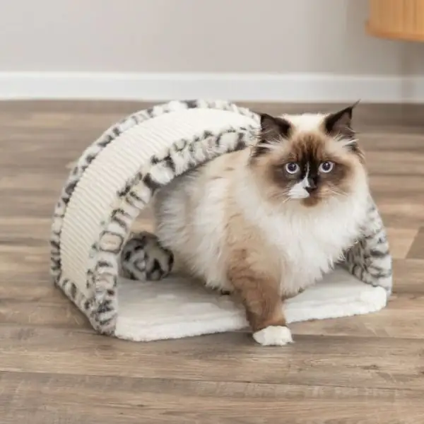 Ponte tiragraffi Leo in peluche e juta con pallina integrata Trixie