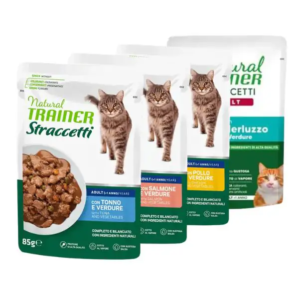 Natural Trainer Cat Adult Straccetti cotti al vapore 85 gr