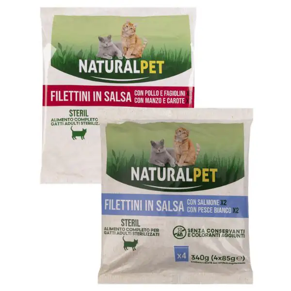 NaturalPet Cat Adult Sterilised Filettini in salsa multipack 4x85 gr