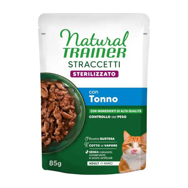 Natural Trainer Cat Adult Sterilised Straccetti cotti al vapore 85 gr