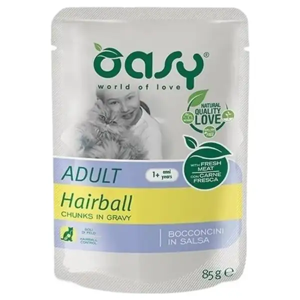 Oasy Cat Adult Bocconcini in salsa Hairball 85 gr
